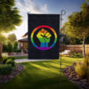 Rainbow Peace Sign Garden Flag