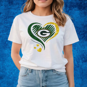 Rhinestone Green Bay Packers Heart T-Shirts