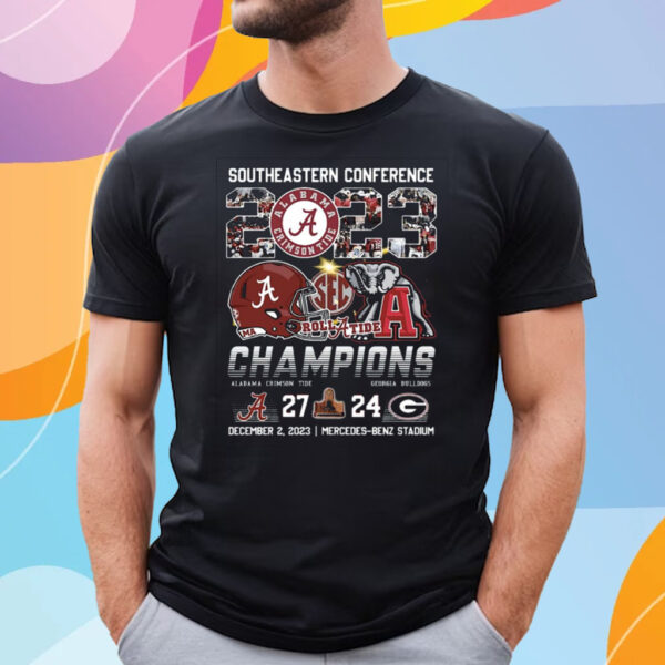 Southeastern Conference 2023 Champions Alabama Crimson Tide 27 – 24 Georgia Bulldogs T-Shirt