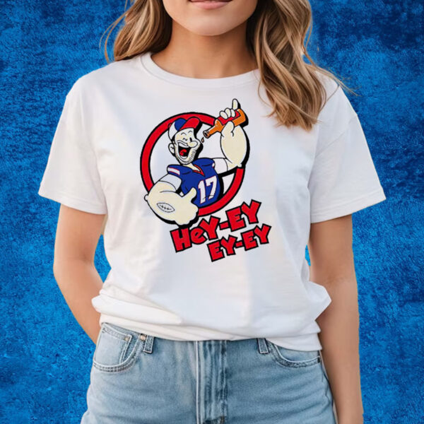 Strong To The Finish Hey Ey Ey Buffalo Bills Josh Allen T-Shirts