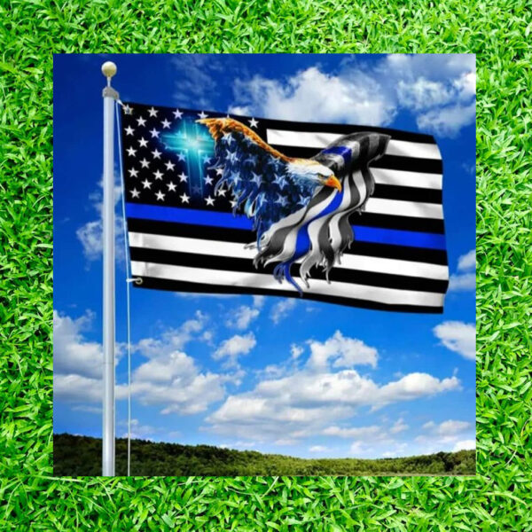 The Thin Blue Line Police Law Enforcement American Eagles Flag HOT