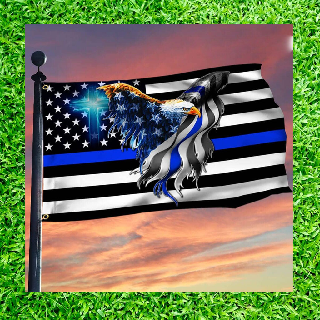 The Thin Blue Line Police Law Enforcement American Eagles Flag - Flagwix
