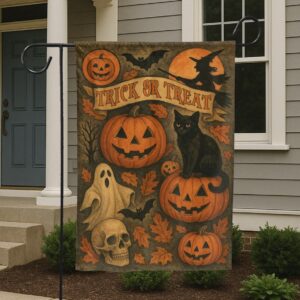 Trick Or Treat Halloween Flag – Black Cat Garden Flag