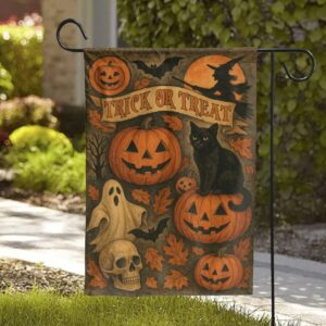 Trick Or Treat Halloween Flag – Black Cat Garden Flag