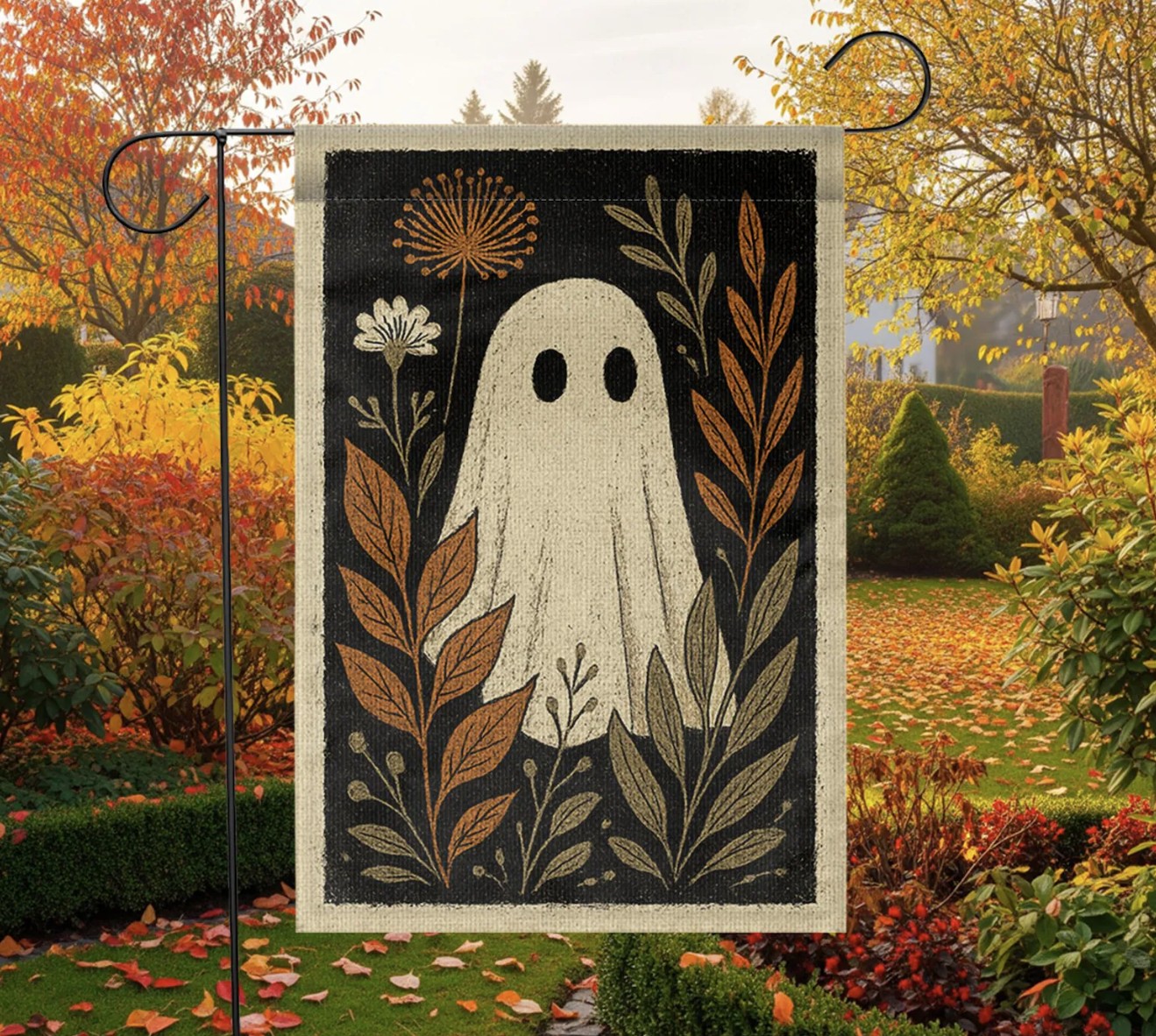 Vintage Ghost Spooky Halloween Garden Flag