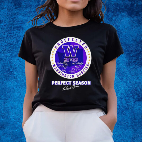 Washington Huskies 2023 Undefeated Perfect Season Signatures T-Shirts