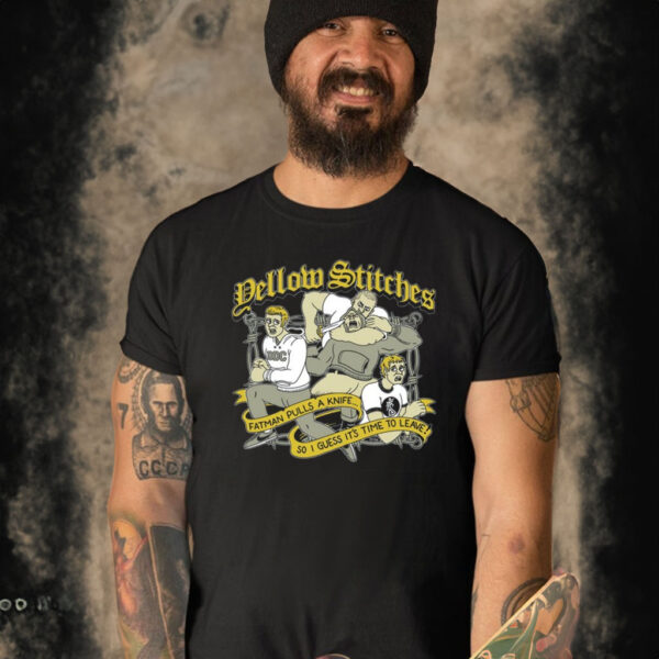 Yellow Stitches Fatman Pulls A Knif T-Shirt